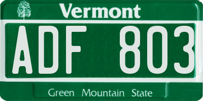 VT license plate ADF803