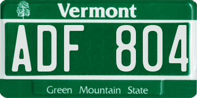 VT license plate ADF804