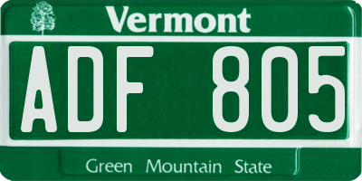 VT license plate ADF805