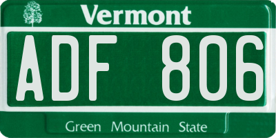 VT license plate ADF806