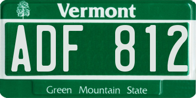 VT license plate ADF812