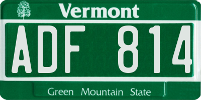 VT license plate ADF814
