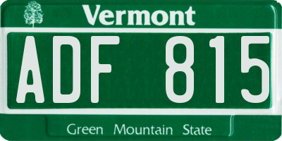 VT license plate ADF815