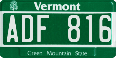 VT license plate ADF816