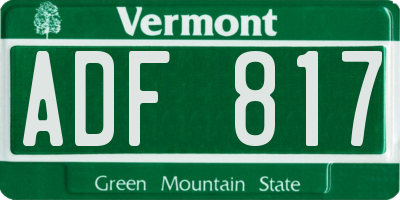 VT license plate ADF817