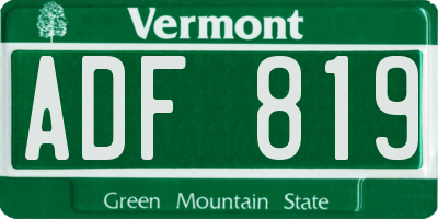 VT license plate ADF819