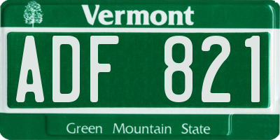 VT license plate ADF821