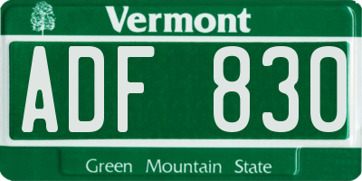 VT license plate ADF830