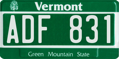 VT license plate ADF831