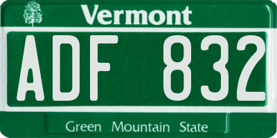 VT license plate ADF832