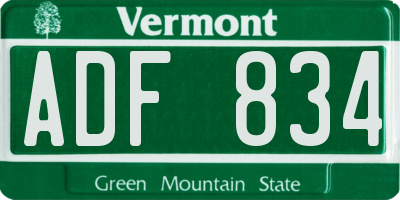 VT license plate ADF834