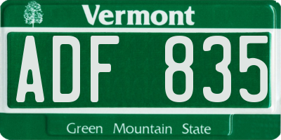 VT license plate ADF835