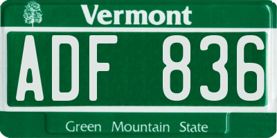 VT license plate ADF836