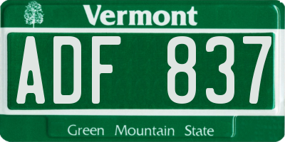 VT license plate ADF837