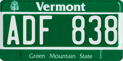 VT license plate ADF838