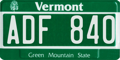 VT license plate ADF840