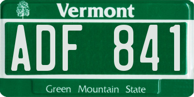 VT license plate ADF841