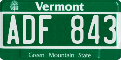 VT license plate ADF843