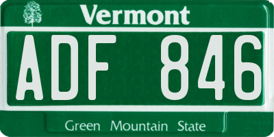 VT license plate ADF846