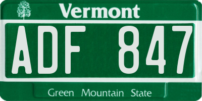 VT license plate ADF847