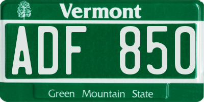 VT license plate ADF850