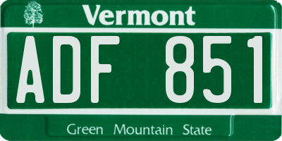 VT license plate ADF851