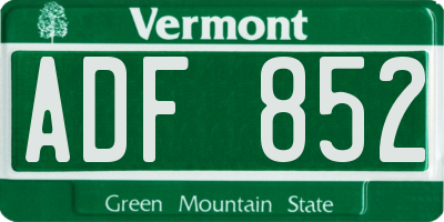VT license plate ADF852