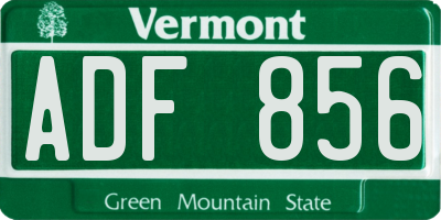VT license plate ADF856