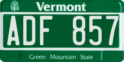 VT license plate ADF857
