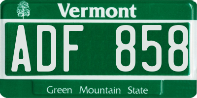 VT license plate ADF858