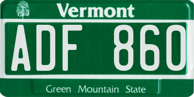 VT license plate ADF860