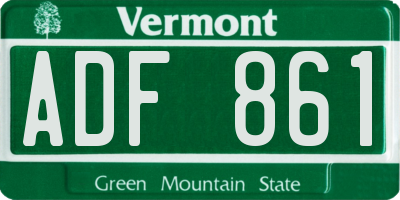VT license plate ADF861