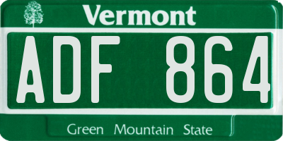VT license plate ADF864