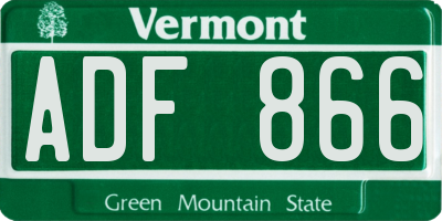 VT license plate ADF866