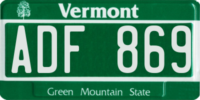 VT license plate ADF869