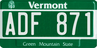 VT license plate ADF871