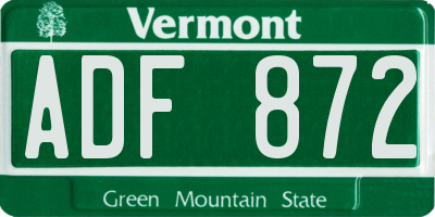 VT license plate ADF872