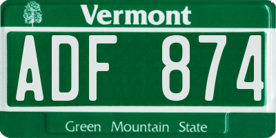 VT license plate ADF874