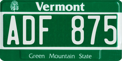 VT license plate ADF875