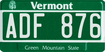 VT license plate ADF876