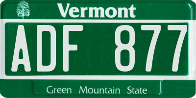VT license plate ADF877
