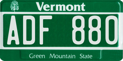 VT license plate ADF880