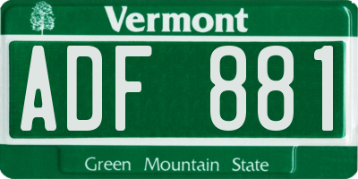 VT license plate ADF881