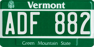VT license plate ADF882