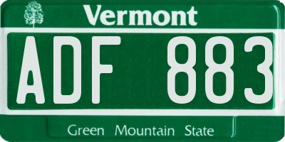 VT license plate ADF883