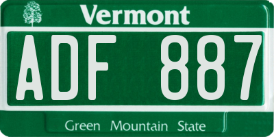 VT license plate ADF887