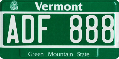 VT license plate ADF888