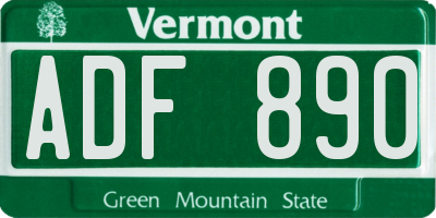 VT license plate ADF890