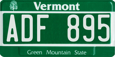 VT license plate ADF895
