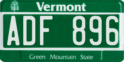 VT license plate ADF896